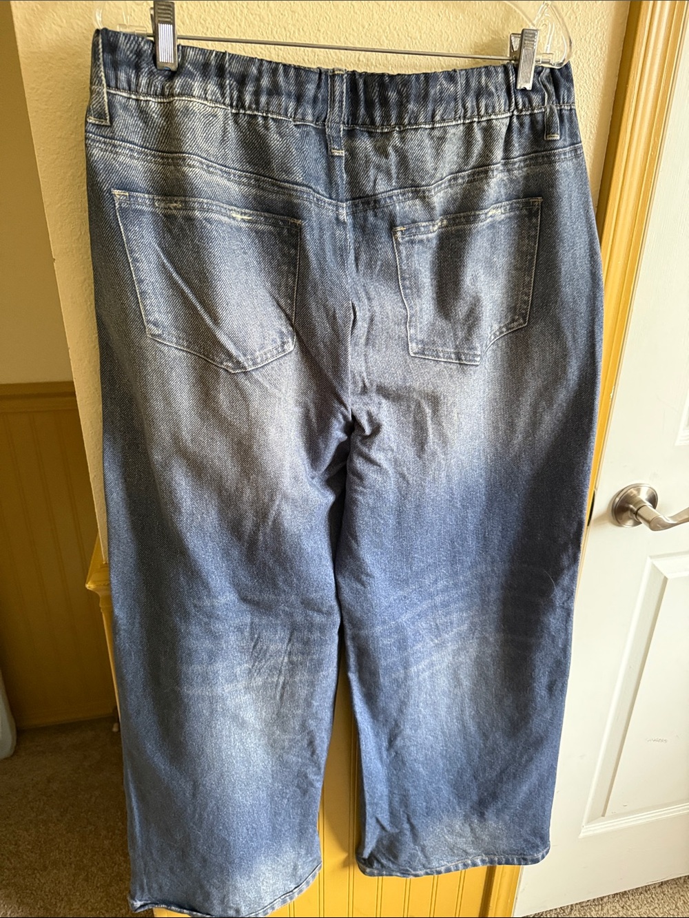 Women’s Relaxed Fit Blue Washed Jean Look pants - Picture 6 of 8